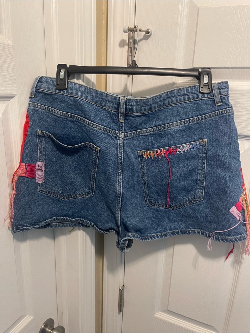 FARM Rio Blue Denim Shorts with Rainbow Embroidery - Picture 4 of 7